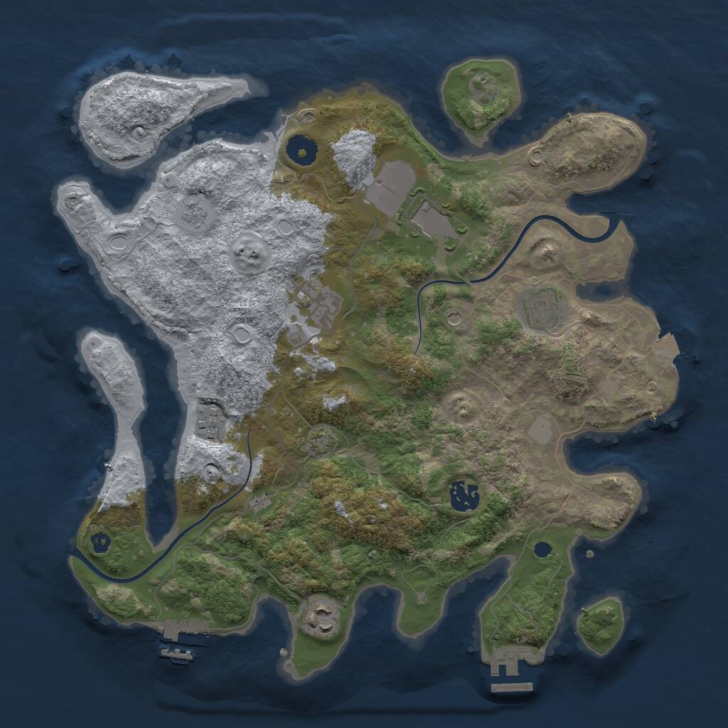 Rust Map: Procedural Map, Size: 3550, Seed: 961889, 12 Monuments