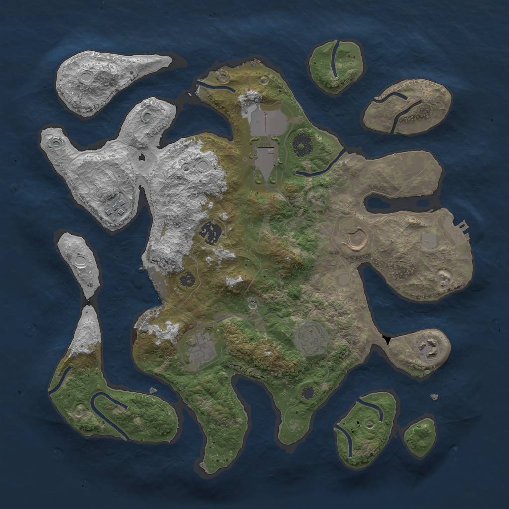 Rust Map: Procedural Map, Size: 3550, Seed: 961889, 15 Monuments