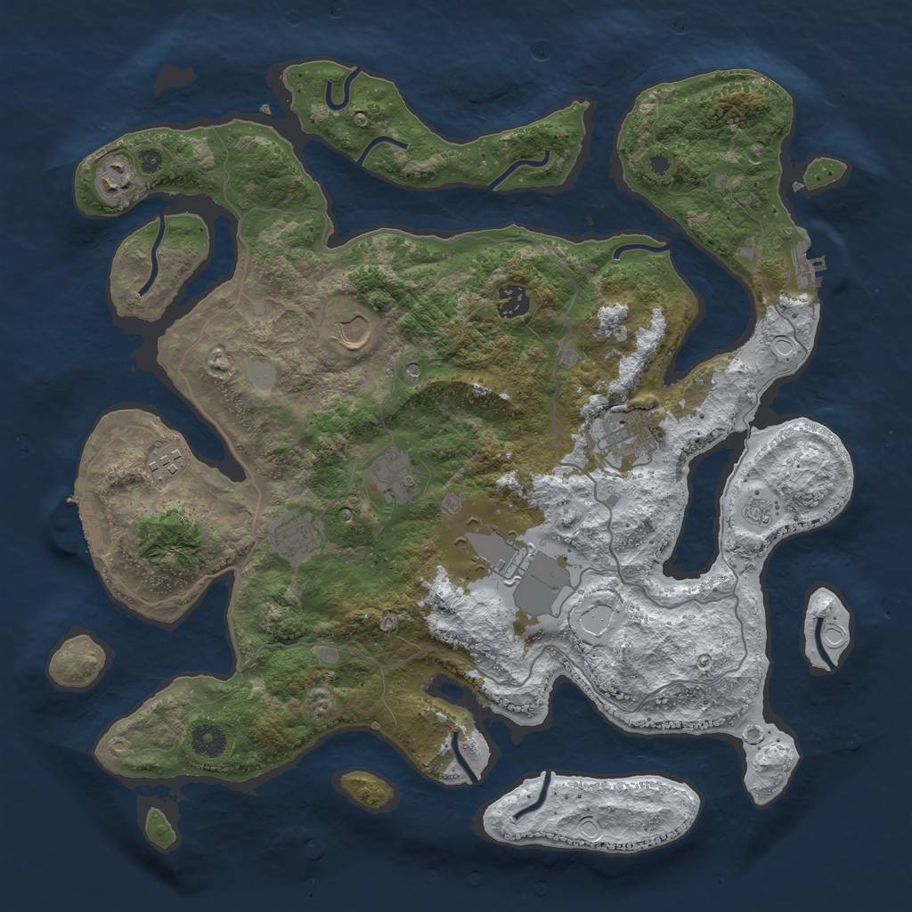Rust Map: Procedural Map, Size: 4000, Seed: 764525, 17 Monuments