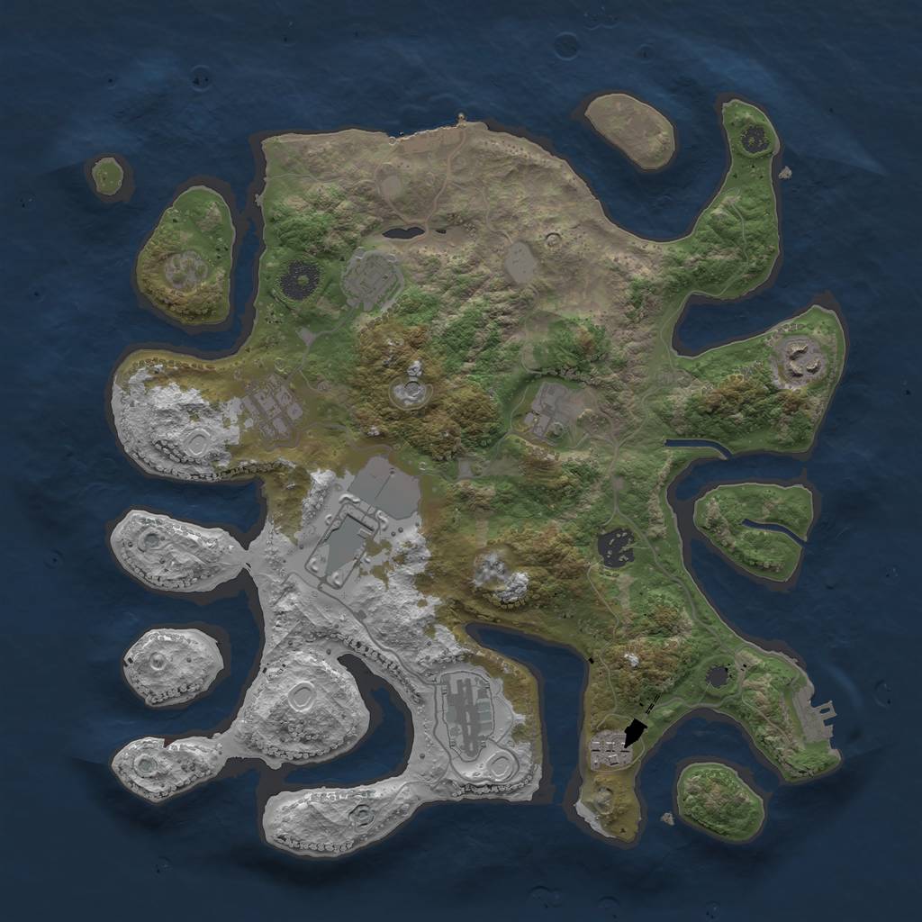 Rust Map: Procedural Map, Size: 3550, Seed: 440516, 16 Monuments