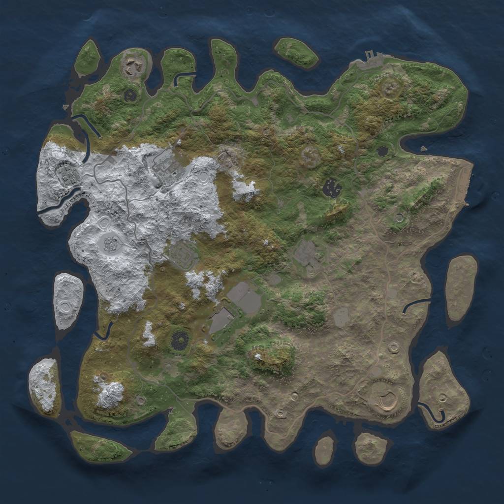 Rust Map: Procedural Map, Size: 4000, Seed: 568957, 17 Monuments
