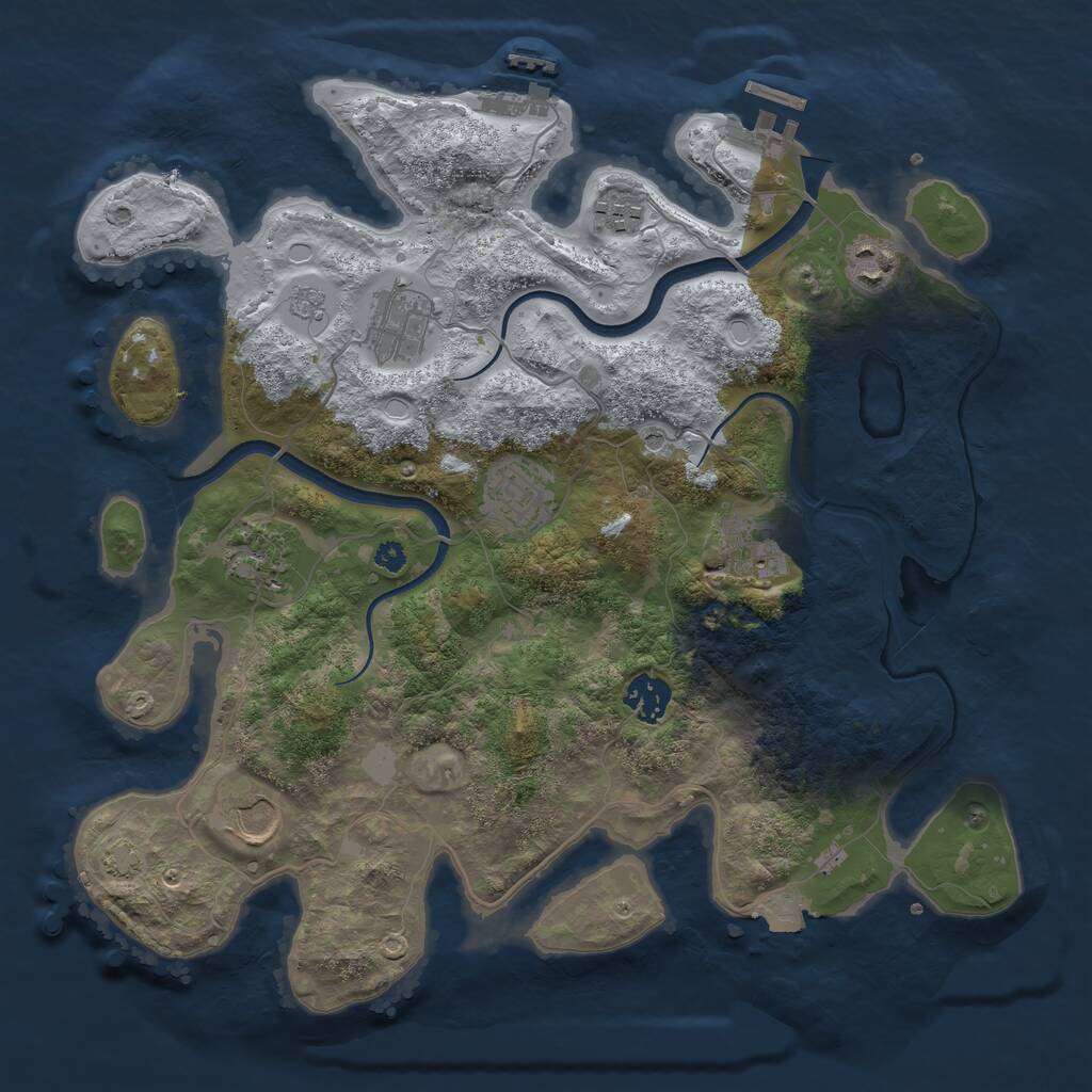 Rust Map: Procedural Map, Size: 3550, Seed: 569283, 14 Monuments