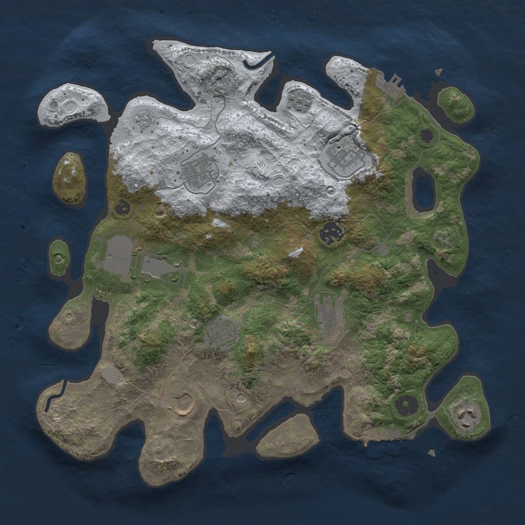 Rust Map: Procedural Map, Size: 3550, Seed: 569283, 18 Monuments