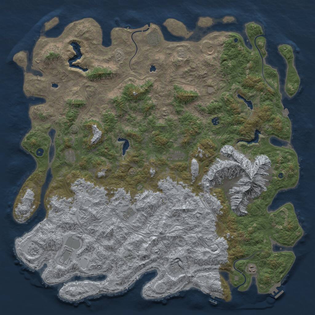 Rust Map: Procedural Map, Size: 6000, Seed: 702989785, 17 Monuments