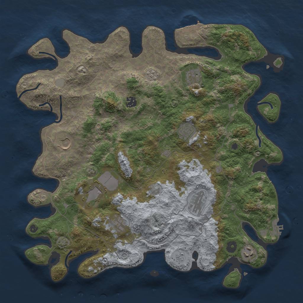 Rust Map: Procedural Map, Size: 4000, Seed: 703370, 17 Monuments