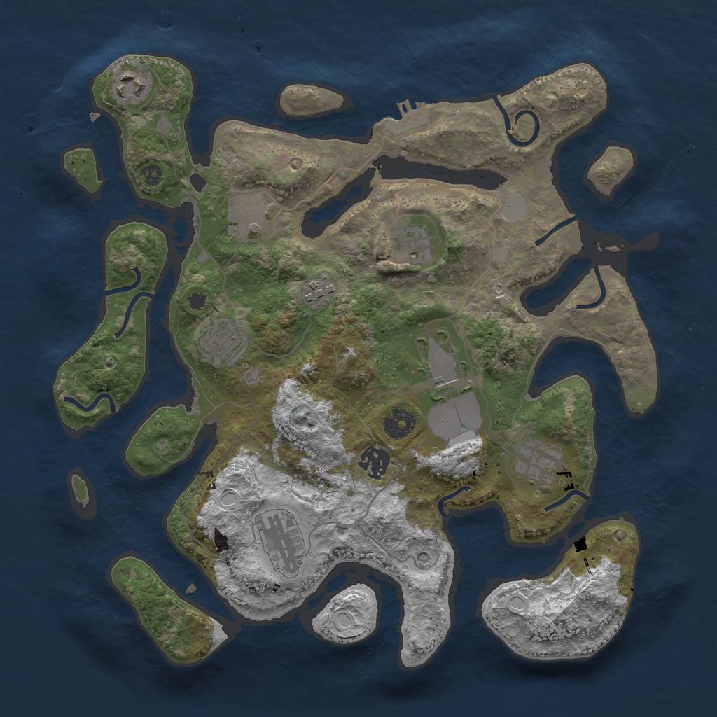 Rust Map: Procedural Map, Size: 3500, Seed: 1716507351, 16 Monuments