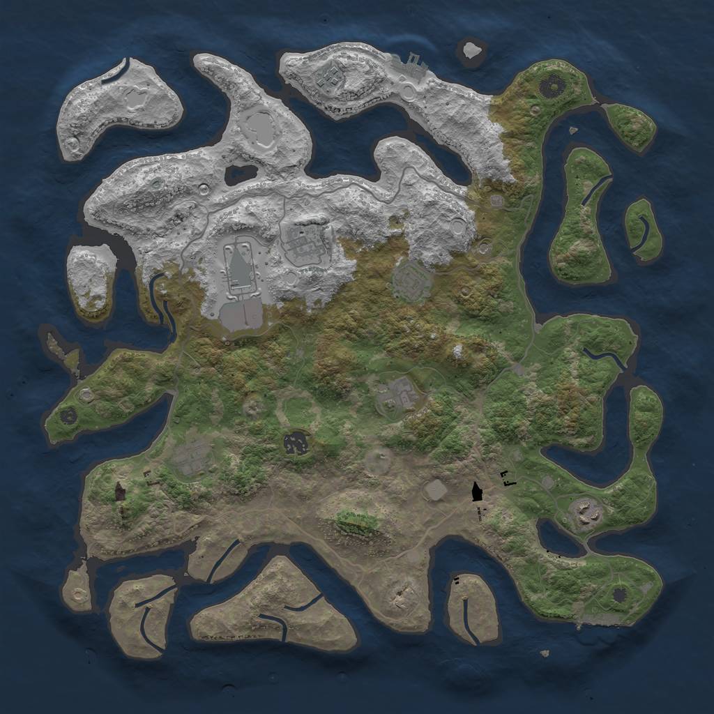 Rust Map: Procedural Map, Size: 4300, Seed: 524815254, 16 Monuments