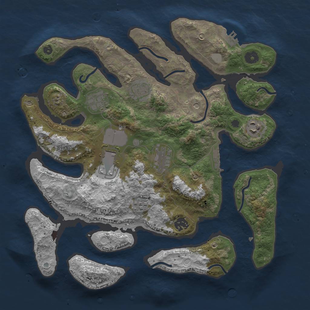 Rust Map: Procedural Map, Size: 3500, Seed: 1734409739, 15 Monuments