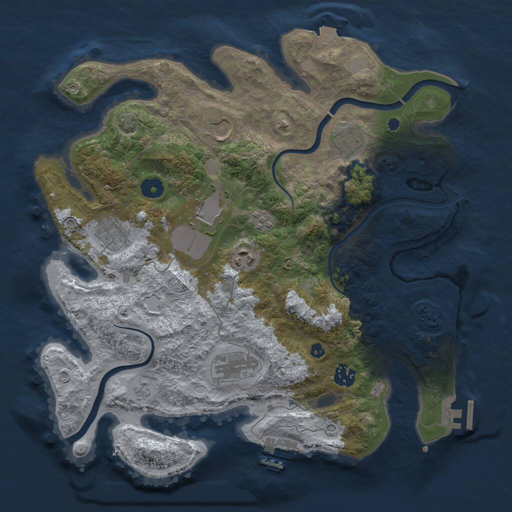 Rust Map: Procedural Map, Size: 3500, Seed: 1734409739, 14 Monuments