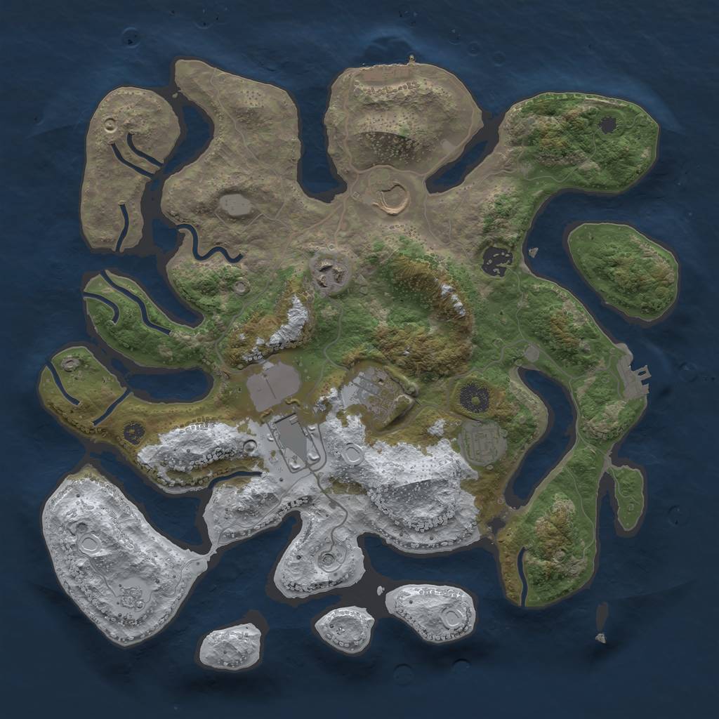 Rust Map: Procedural Map, Size: 3550, Seed: 533511, 15 Monuments