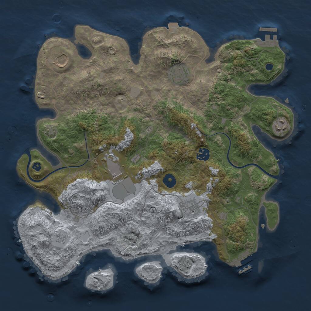 Rust Map: Procedural Map, Size: 3550, Seed: 533511, 13 Monuments
