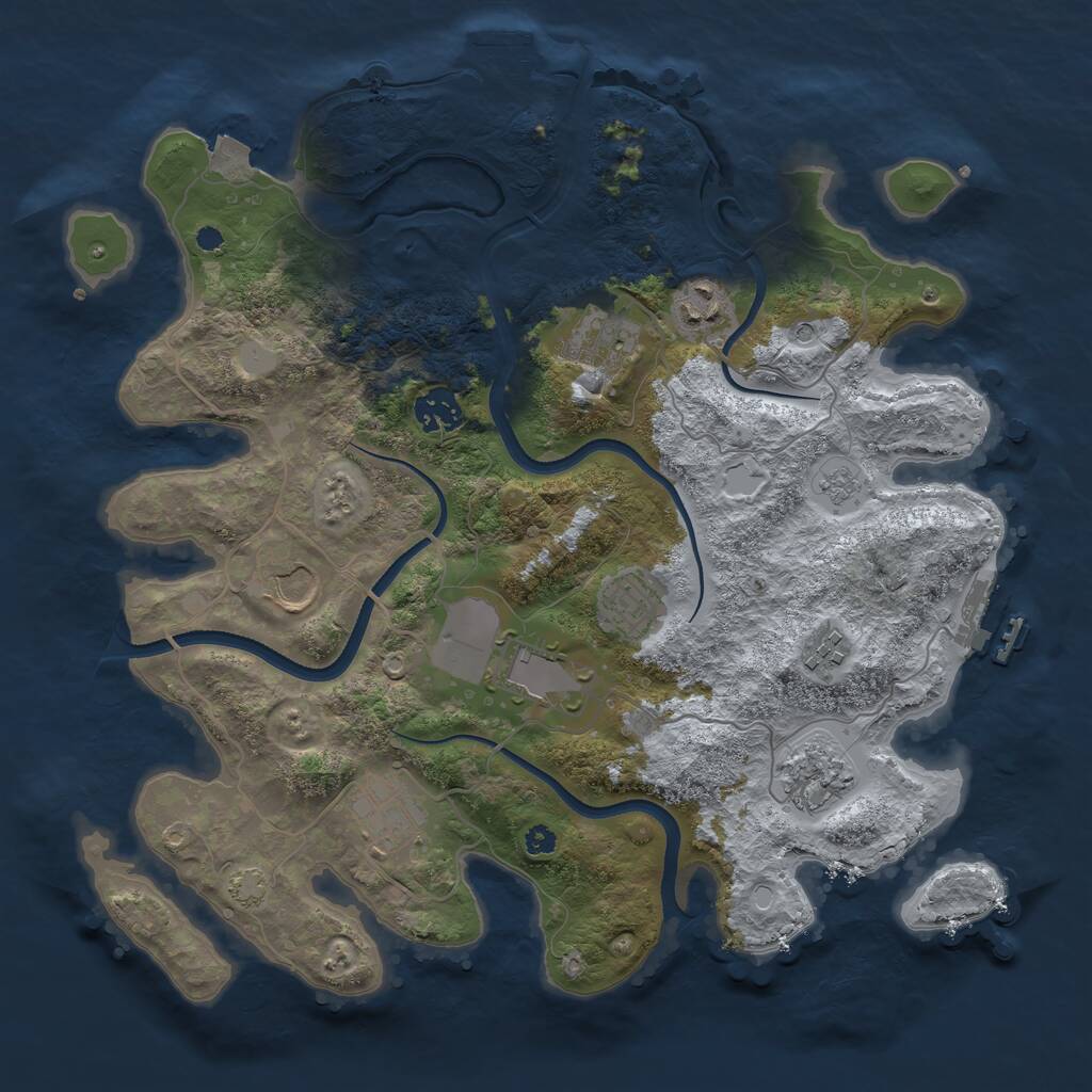 Rust Map: Procedural Map, Size: 3550, Seed: 625149, 15 Monuments