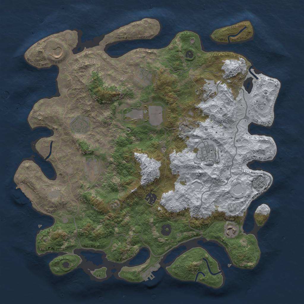 Rust Map: Procedural Map, Size: 4000, Seed: 492291, 19 Monuments