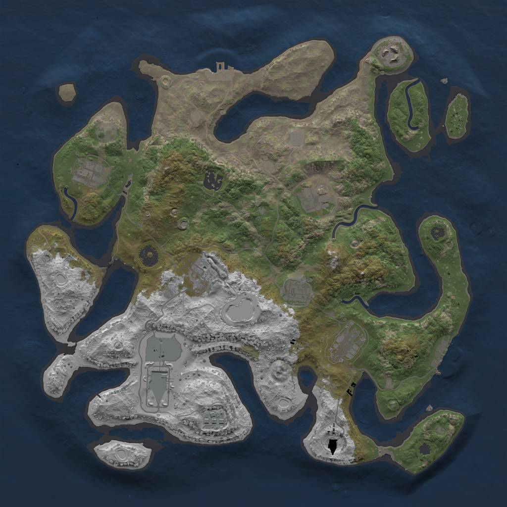 Rust Map: Procedural Map, Size: 3800, Seed: 95710236, 17 Monuments