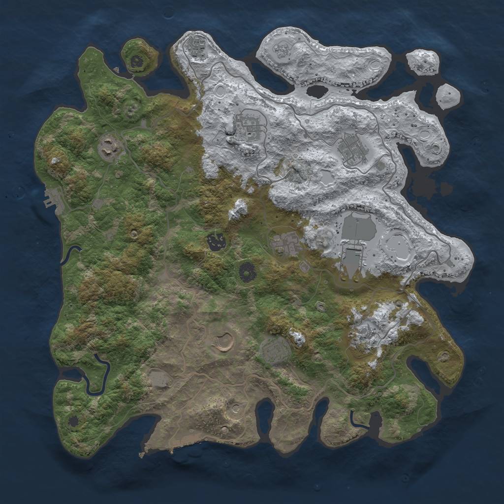 Rust Map: Procedural Map, Size: 4000, Seed: 221644, 19 Monuments