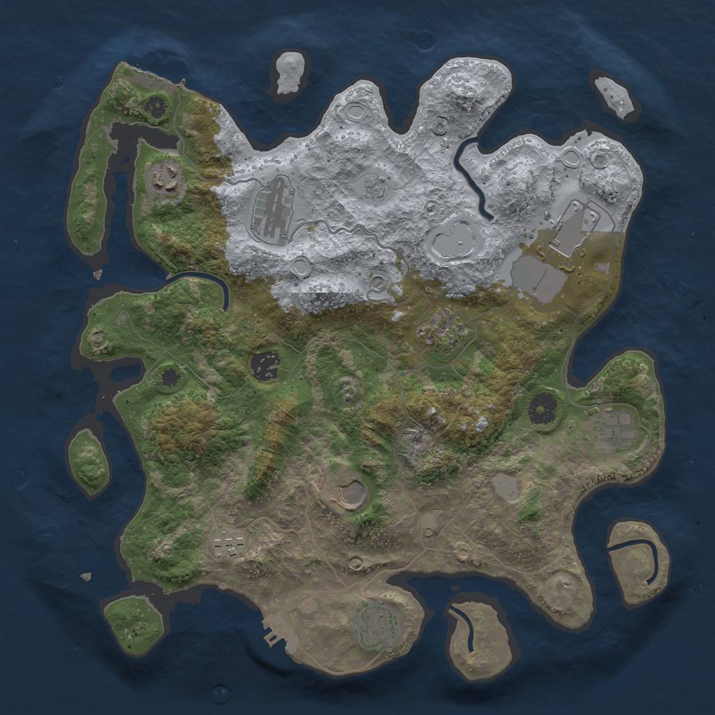 Rust Map: Procedural Map, Size: 3550, Seed: 425196, 18 Monuments