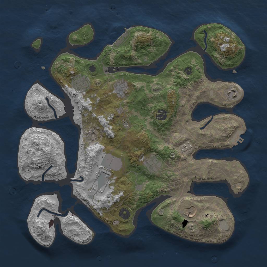 Rust Map: Procedural Map, Size: 3550, Seed: 573885, 16 Monuments