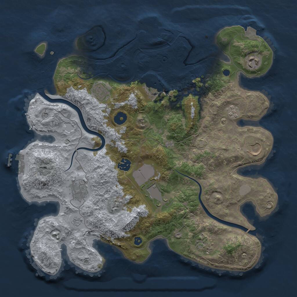 Rust Map: Procedural Map, Size: 3550, Seed: 573885, 15 Monuments