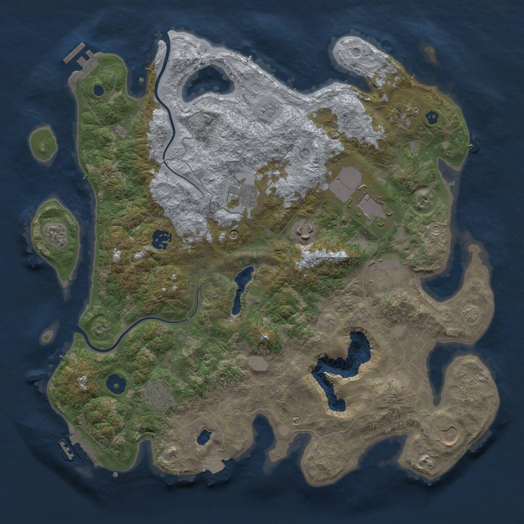 Rust Map: Procedural Map, Size: 4000, Seed: 444537, 14 Monuments