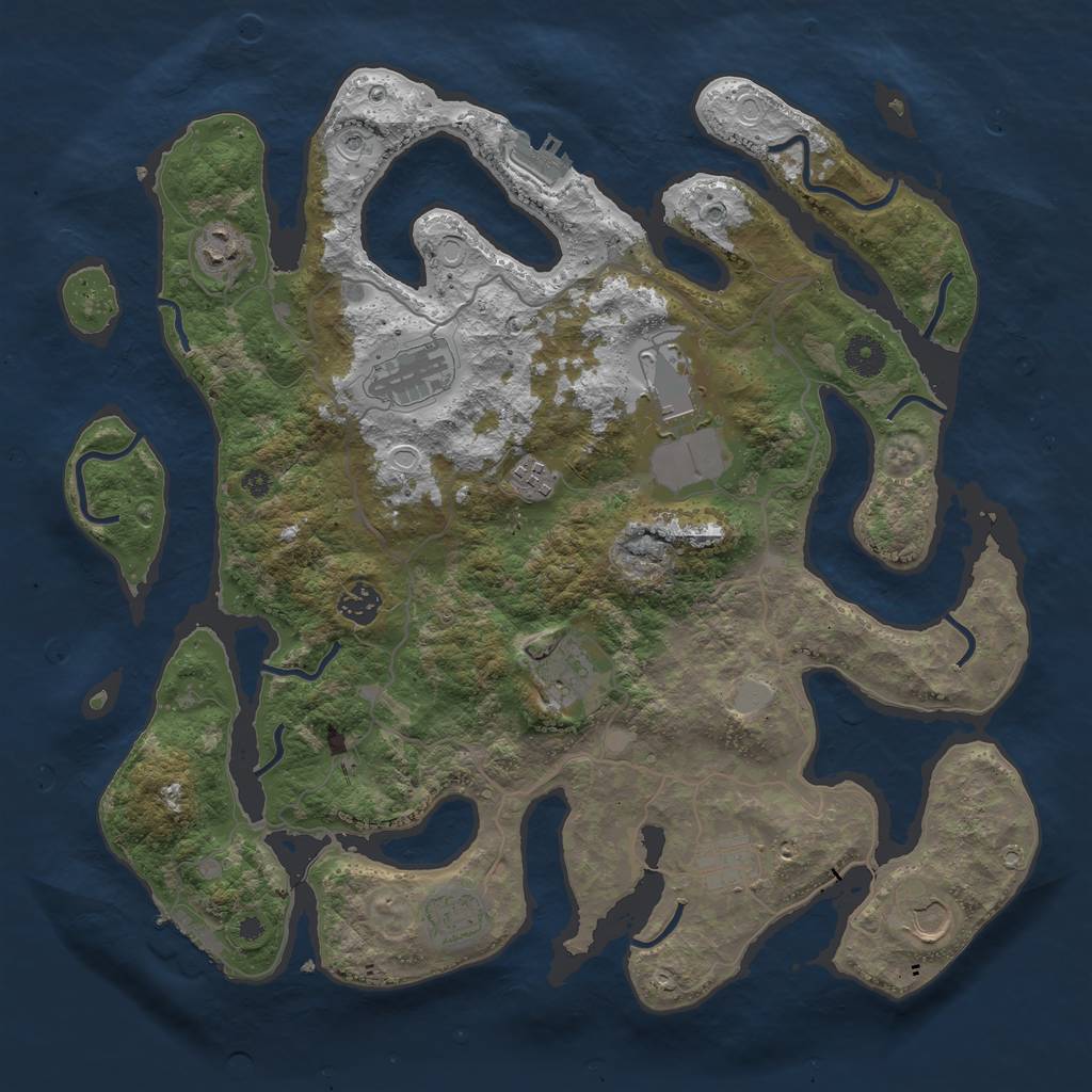 Rust Map: Procedural Map, Size: 4000, Seed: 444537, 17 Monuments