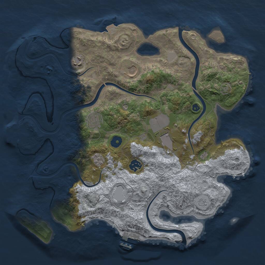 Rust Map: Procedural Map, Size: 3500, Seed: 2090778788, 12 Monuments