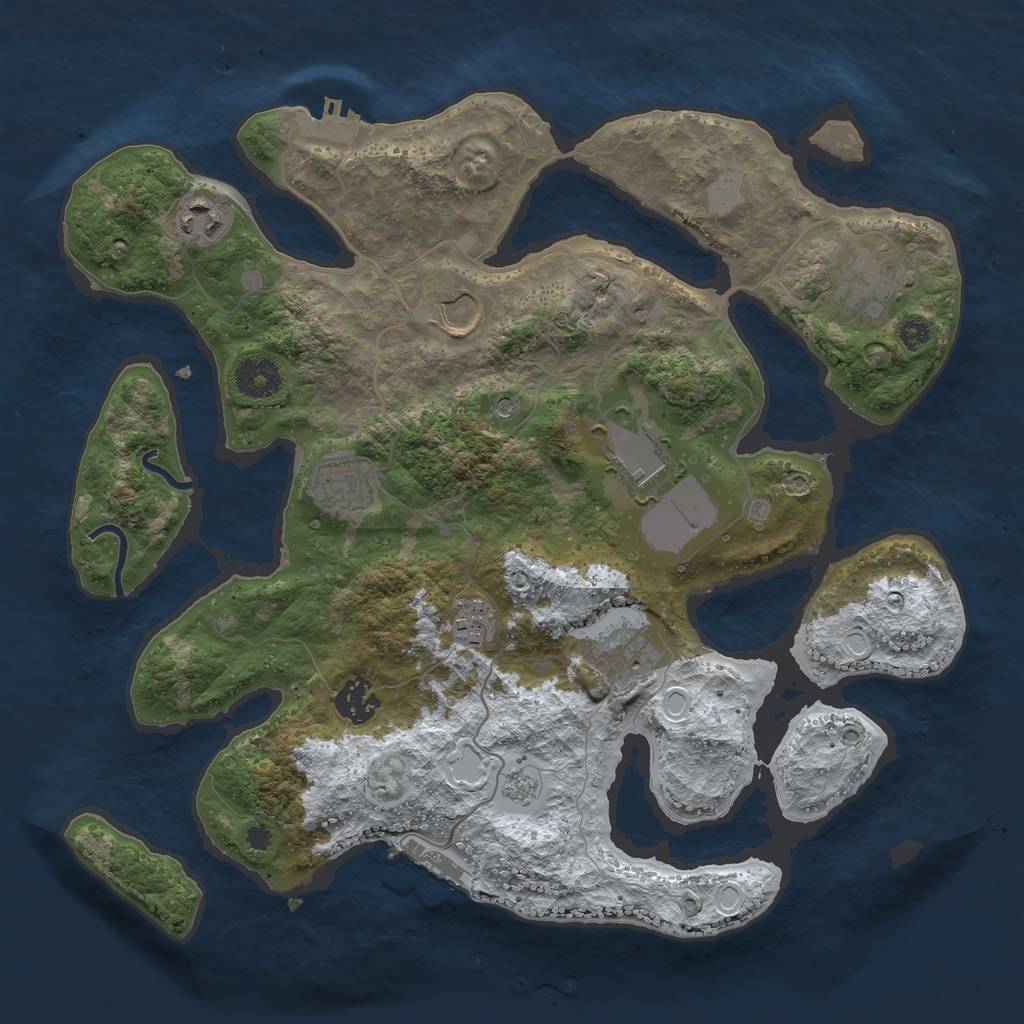 Rust Map: Procedural Map, Size: 3500, Seed: 2090778788, 17 Monuments