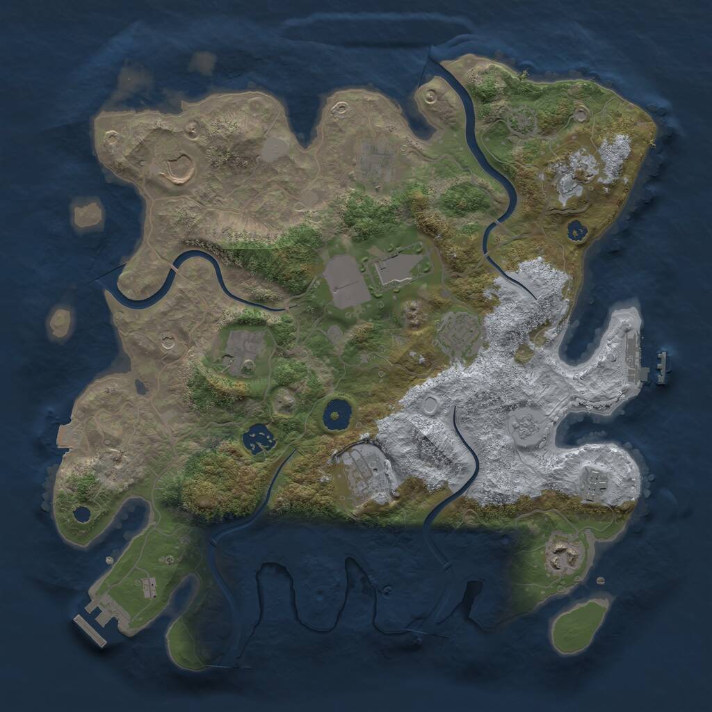 Rust Map: Procedural Map, Size: 3550, Seed: 455412, 16 Monuments