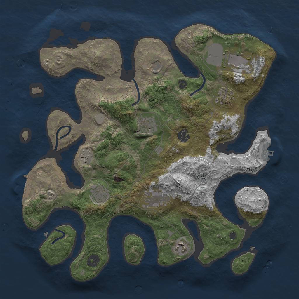 Rust Map: Procedural Map, Size: 3550, Seed: 455412, 17 Monuments