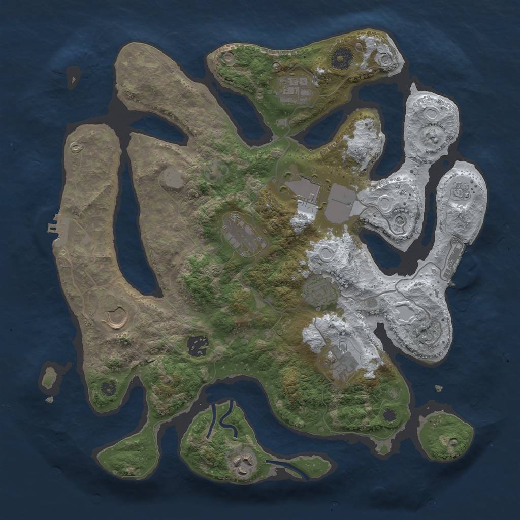 Rust Map: Procedural Map, Size: 3550, Seed: 589986, 17 Monuments