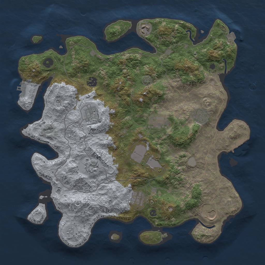 Rust Map: Procedural Map, Size: 4000, Seed: 52485258, 17 Monuments