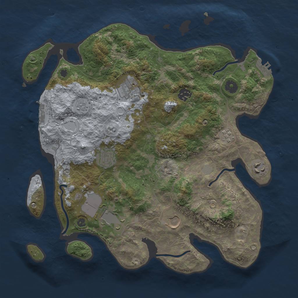 Rust Map: Procedural Map, Size: 3500, Seed: 2, 16 Monuments