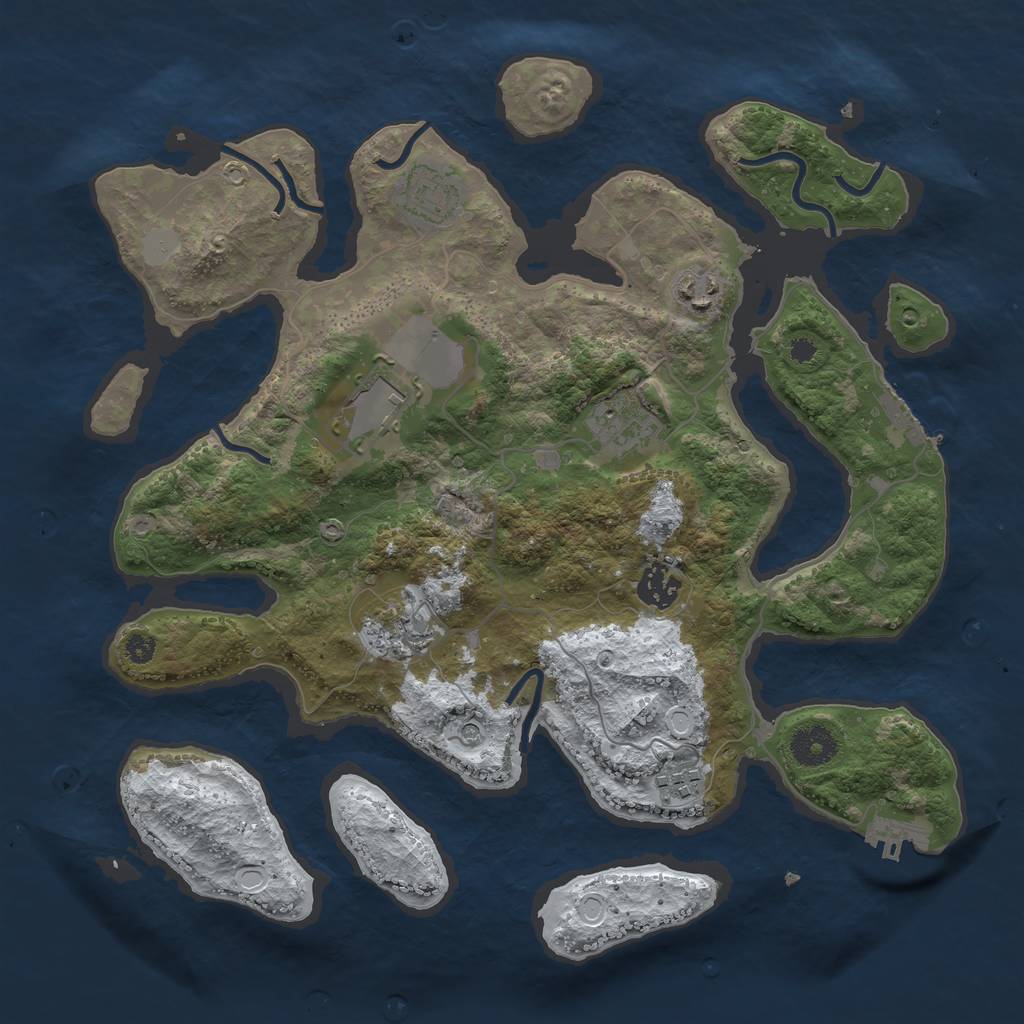 Rust Map: Procedural Map, Size: 3550, Seed: 675684, 15 Monuments