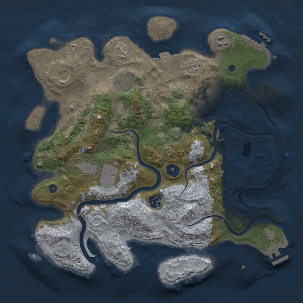 Rust Map: Procedural Map, Size: 3550, Seed: 675684, 13 Monuments