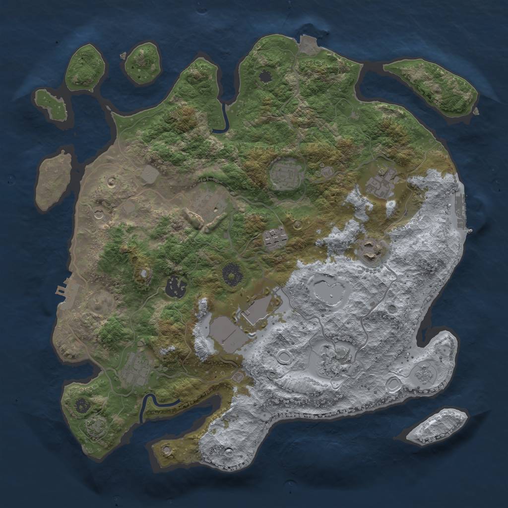 Rust Map: Procedural Map, Size: 3500, Seed: 369369, 17 Monuments