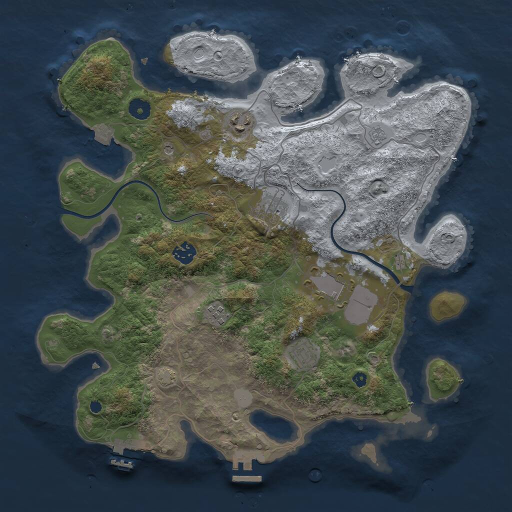 Rust Map: Procedural Map, Size: 3550, Seed: 437514, 12 Monuments