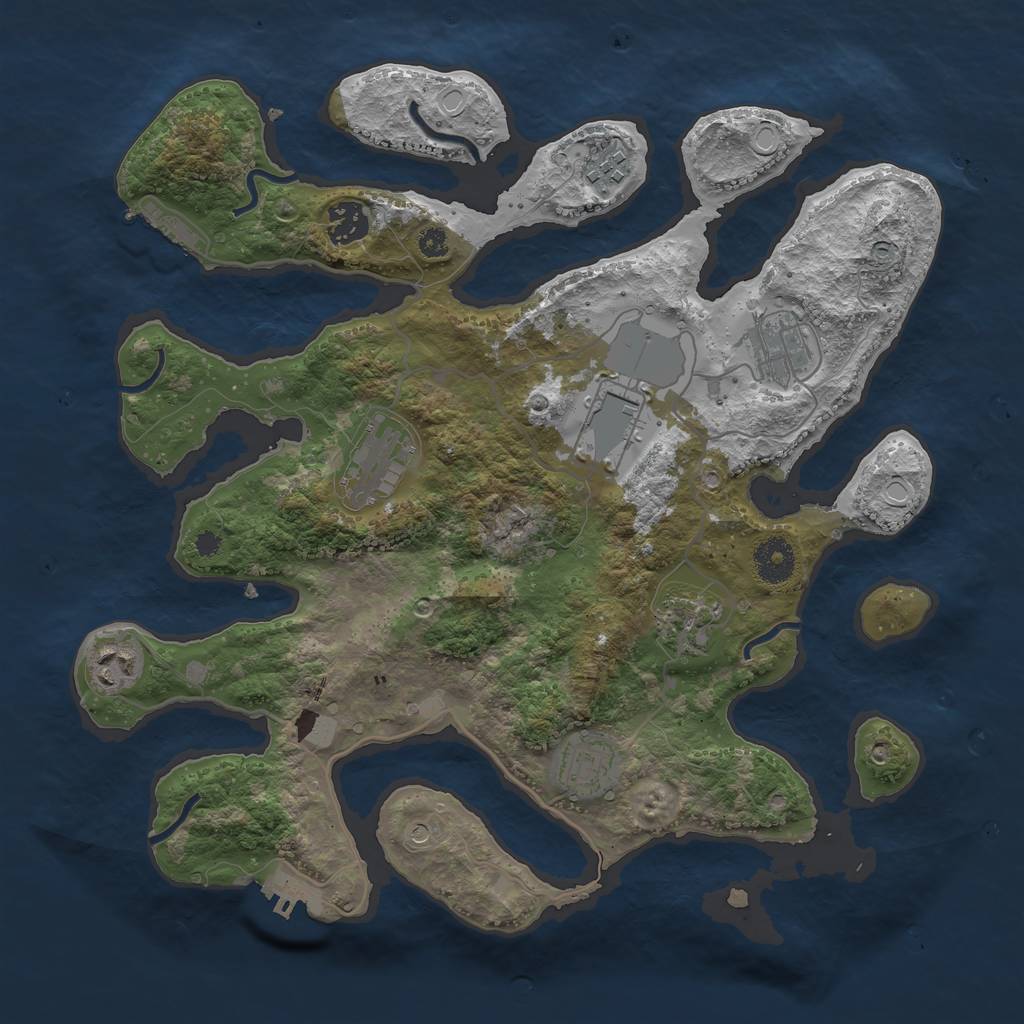 Rust Map: Procedural Map, Size: 3550, Seed: 437514, 16 Monuments