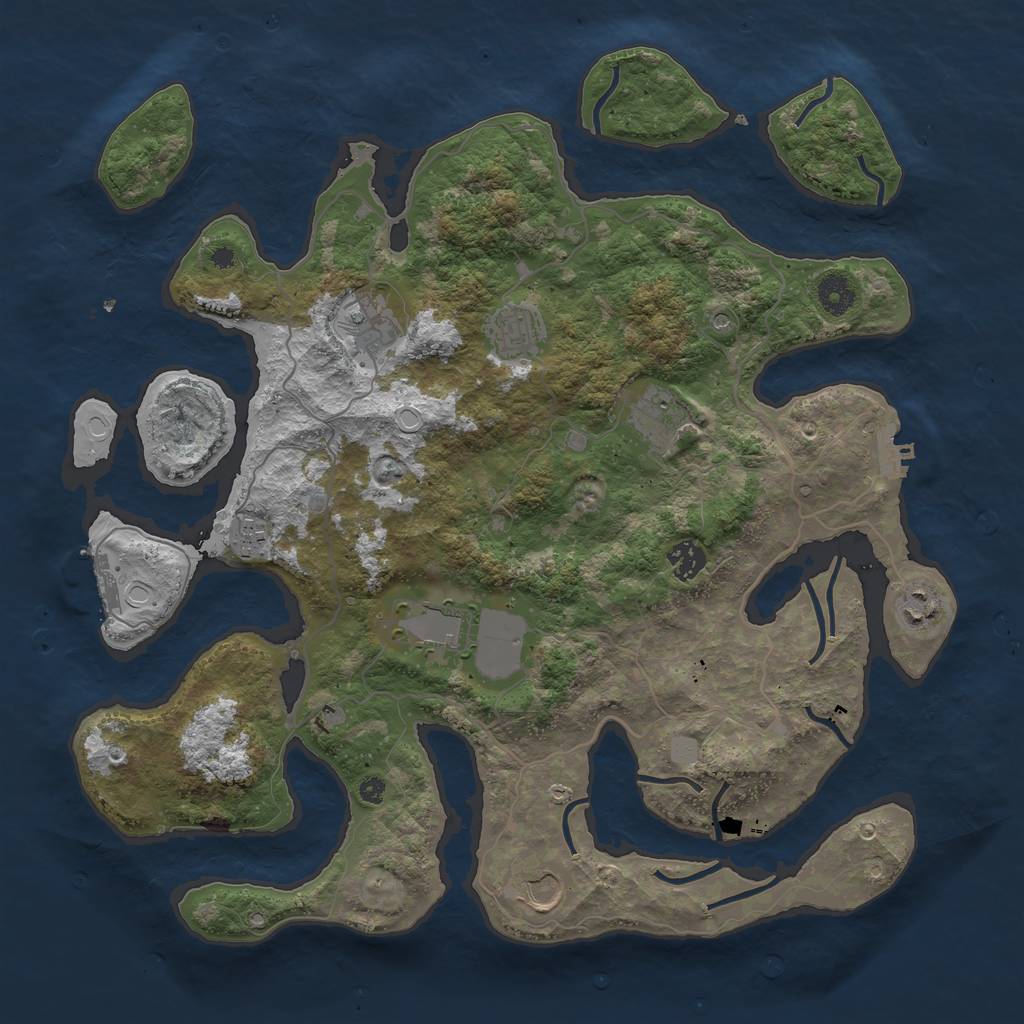 Rust Map: Procedural Map, Size: 4000, Seed: 748205, 16 Monuments