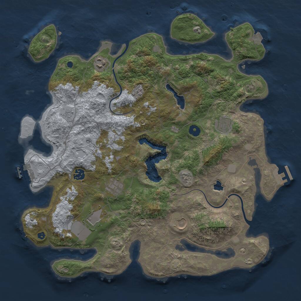 Rust Map: Procedural Map, Size: 4000, Seed: 748205, 13 Monuments