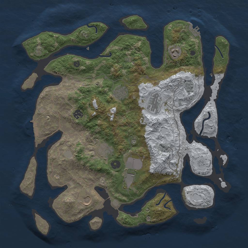 Rust Map: Procedural Map, Size: 4000, Seed: 372701, 17 Monuments