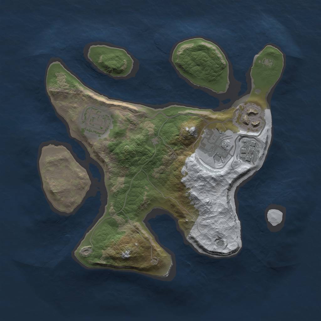 Rust Map: Barren, Size: 2300, Seed: 712372, 6 Monuments