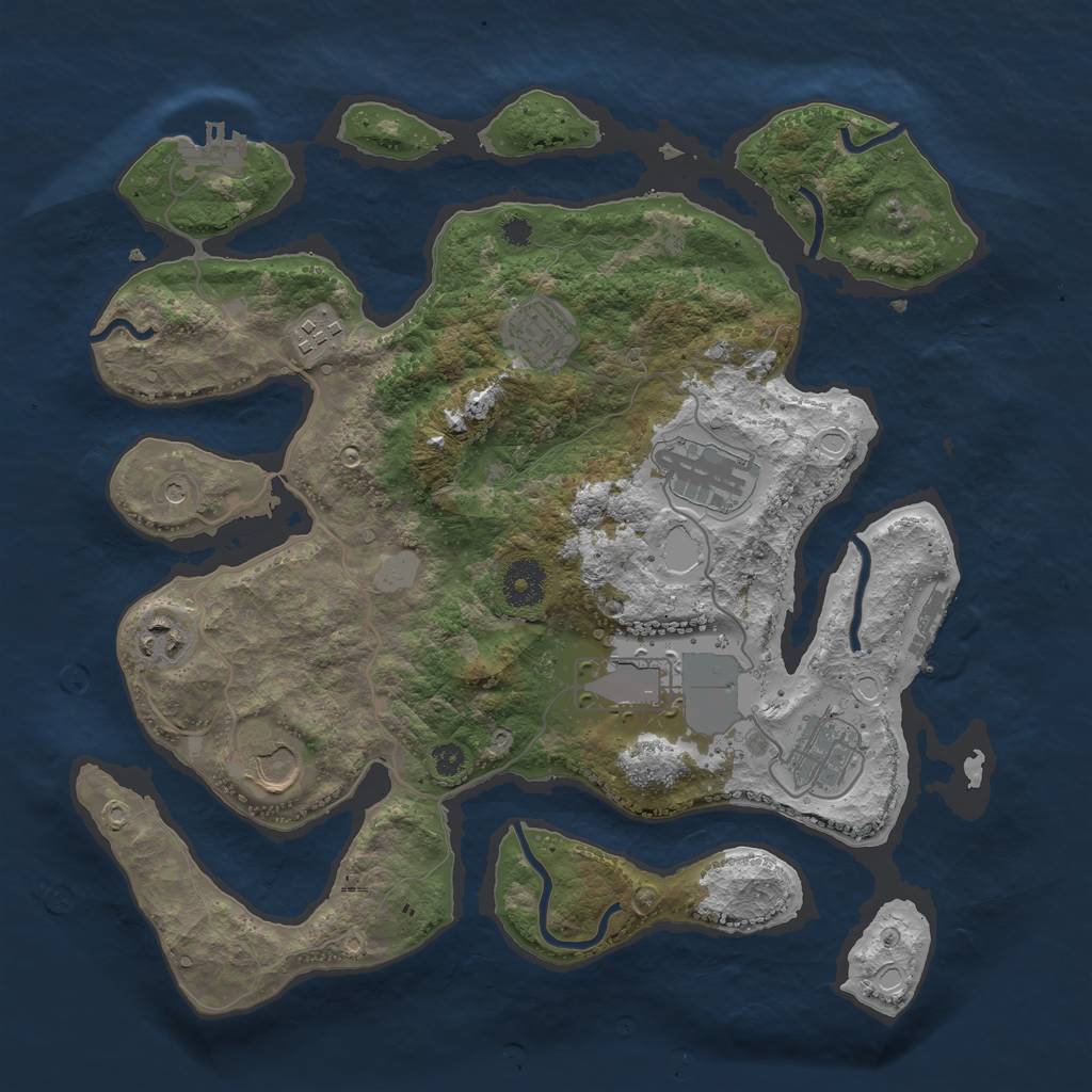 Rust Map: Procedural Map, Size: 3500, Seed: 104, 15 Monuments