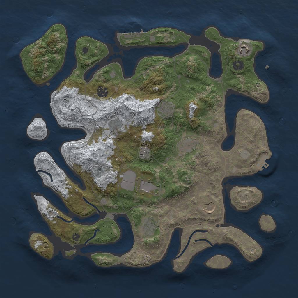 Rust Map: Procedural Map, Size: 4000, Seed: 424361302, 17 Monuments