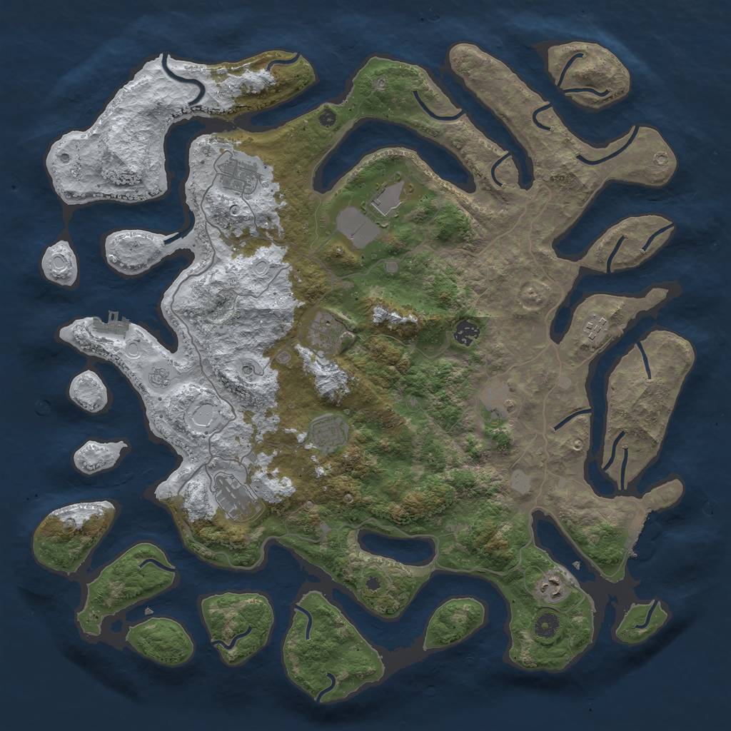 Rust Map: Procedural Map, Size: 4500, Seed: 5761020, 18 Monuments