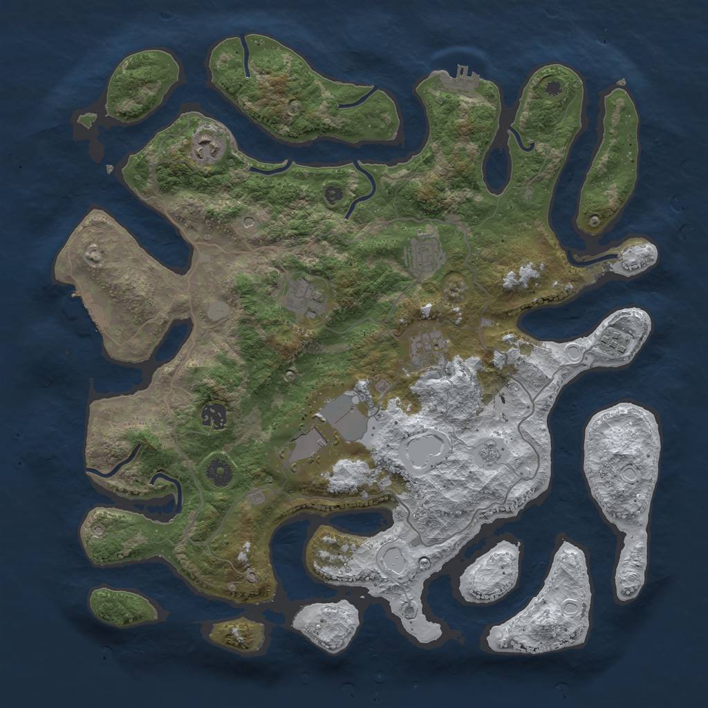 Rust Map: Procedural Map, Size: 4000, Seed: 739847, 16 Monuments