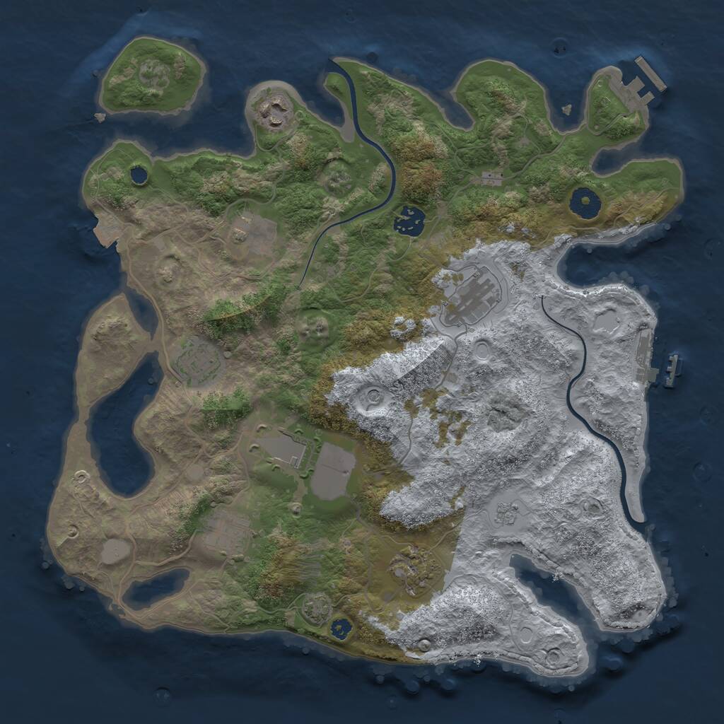 Rust Map: Procedural Map, Size: 3550, Seed: 687092, 14 Monuments