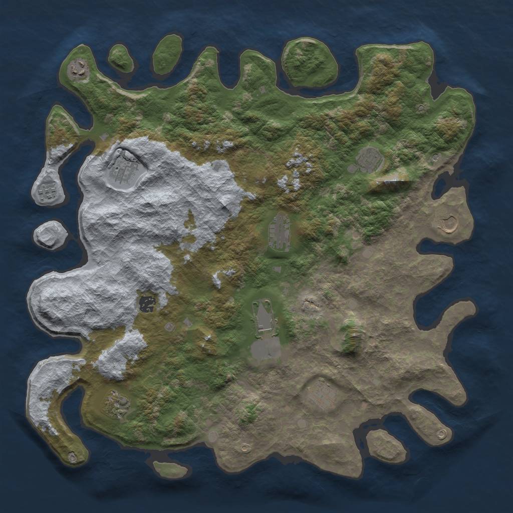 Rust Map: Barren, Size: 4500, Seed: 1333751, 13 Monuments