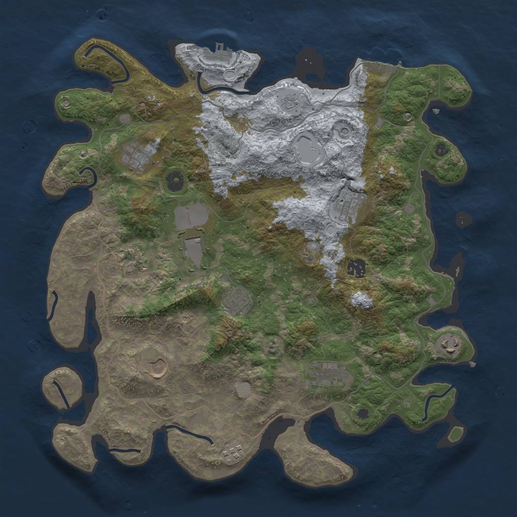 Rust Map: Procedural Map, Size: 4000, Seed: 141809, 19 Monuments