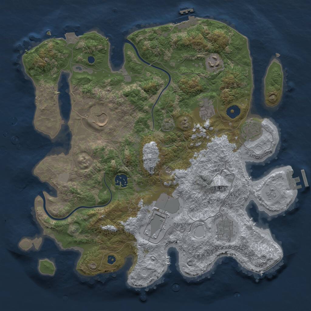 Rust Map: Procedural Map, Size: 3550, Seed: 963198, 13 Monuments