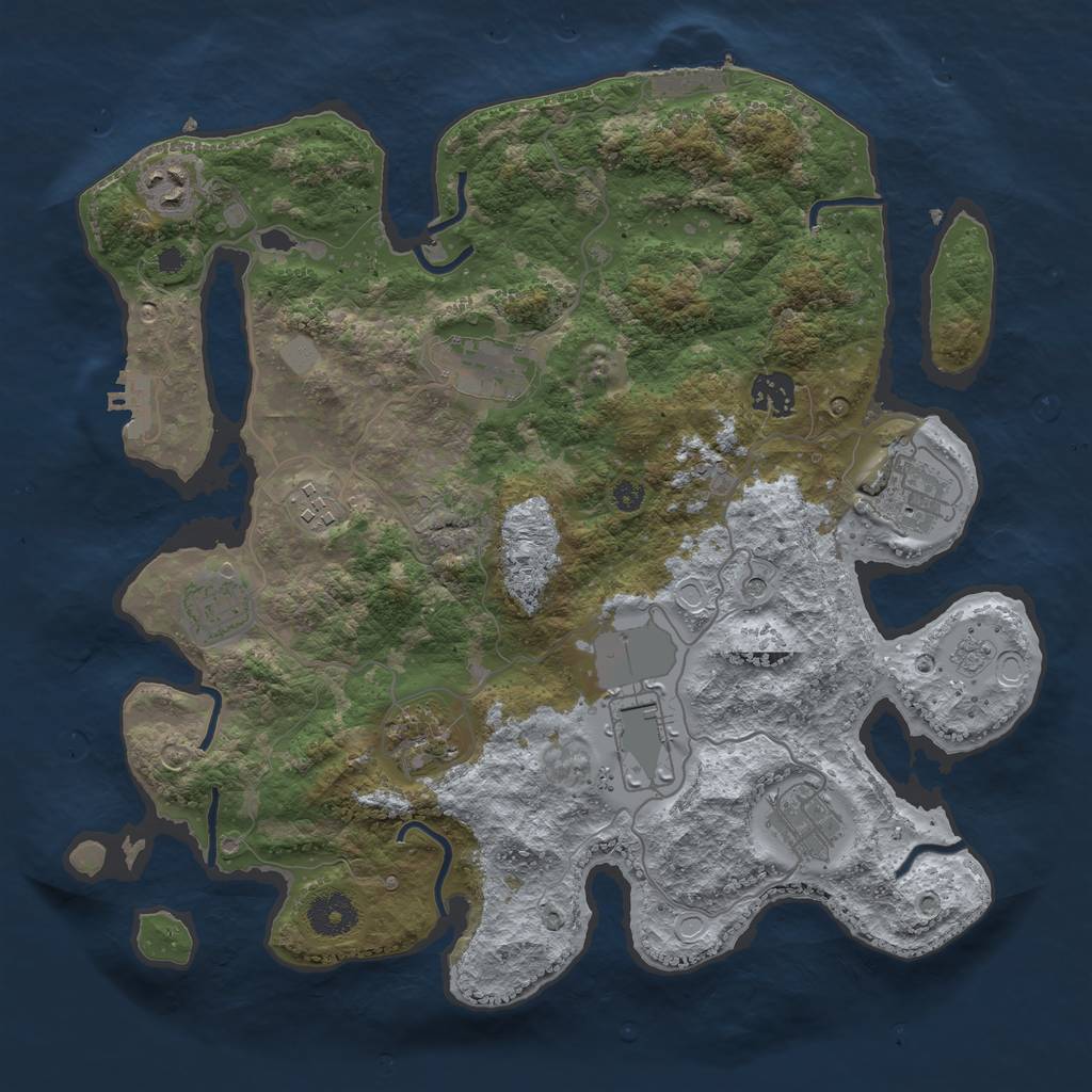 Rust Map: Procedural Map, Size: 3550, Seed: 963198, 16 Monuments