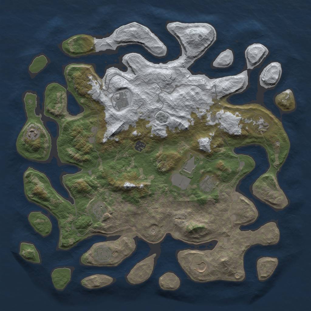 Rust Map: Barren, Size: 4500, Seed: 5929028, 13 Monuments